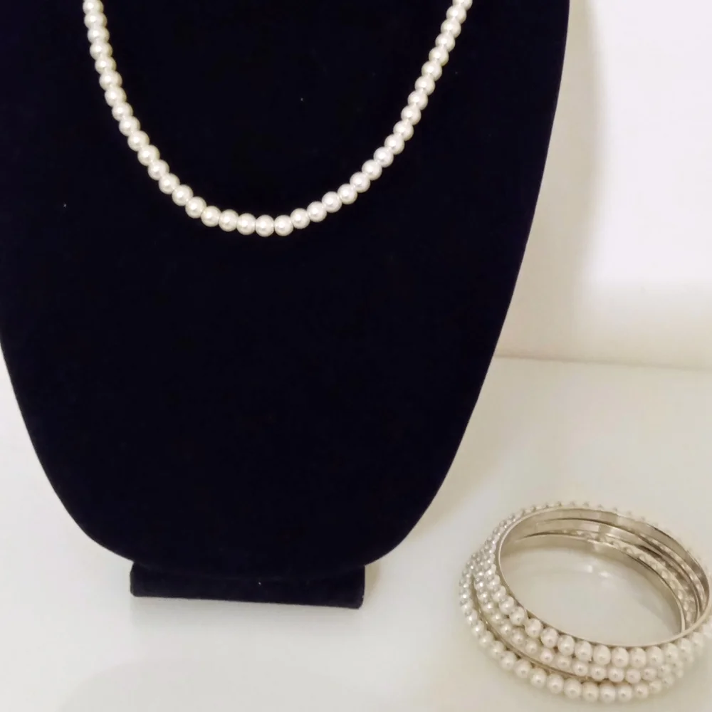 Cream White Pearl Necklace Long Strand Jewelry
